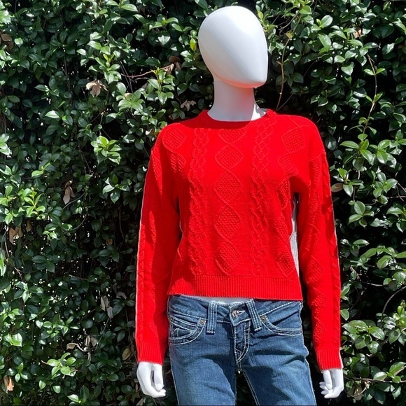 Nordstrom Other - 50% off list NWT Colorblack Cableknit Scarlet & Heather Grey Crew Neck Sweater